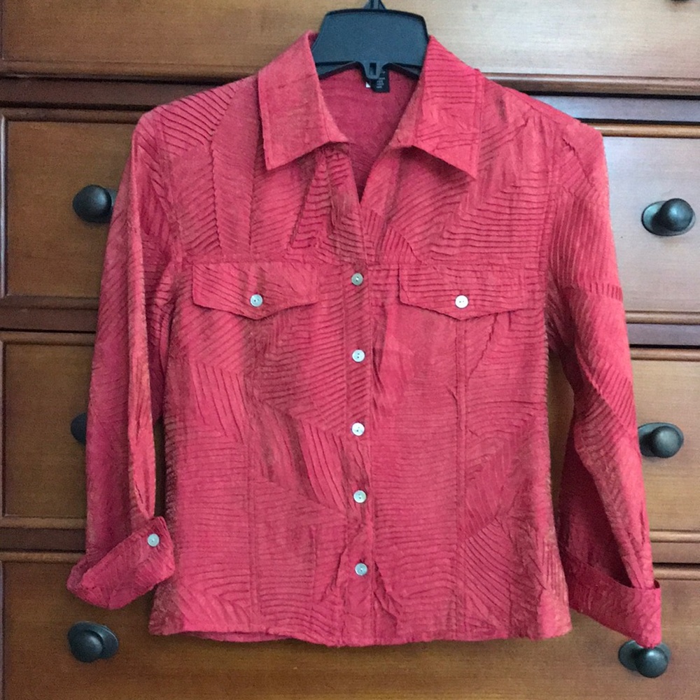 Burnt Orange Button Front Top